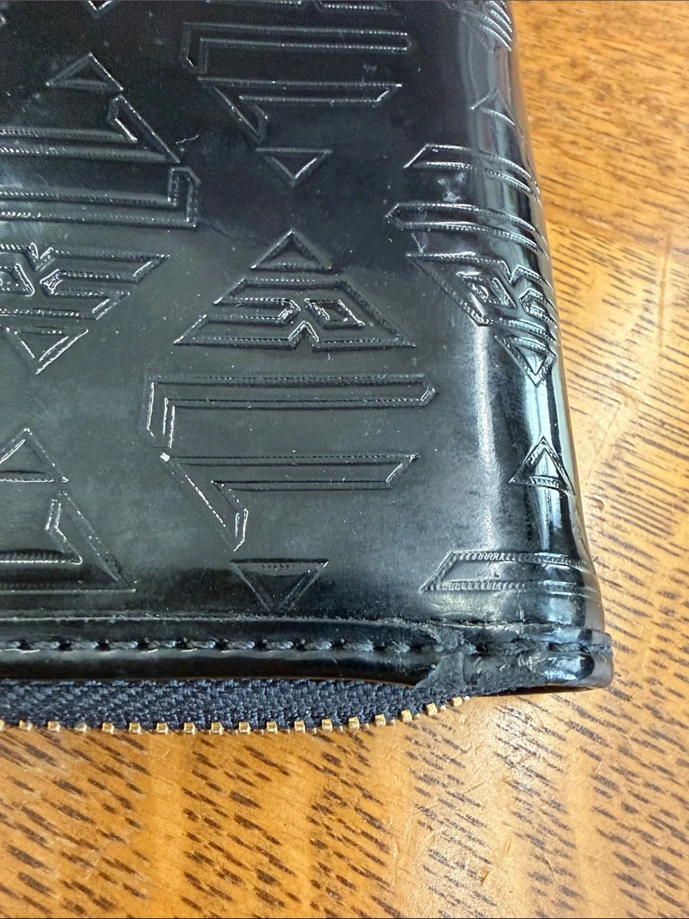 NWOT* Lauren Ralph Lauren Black Patent Leather Embossed Clutch WalletLuxe Y2K
